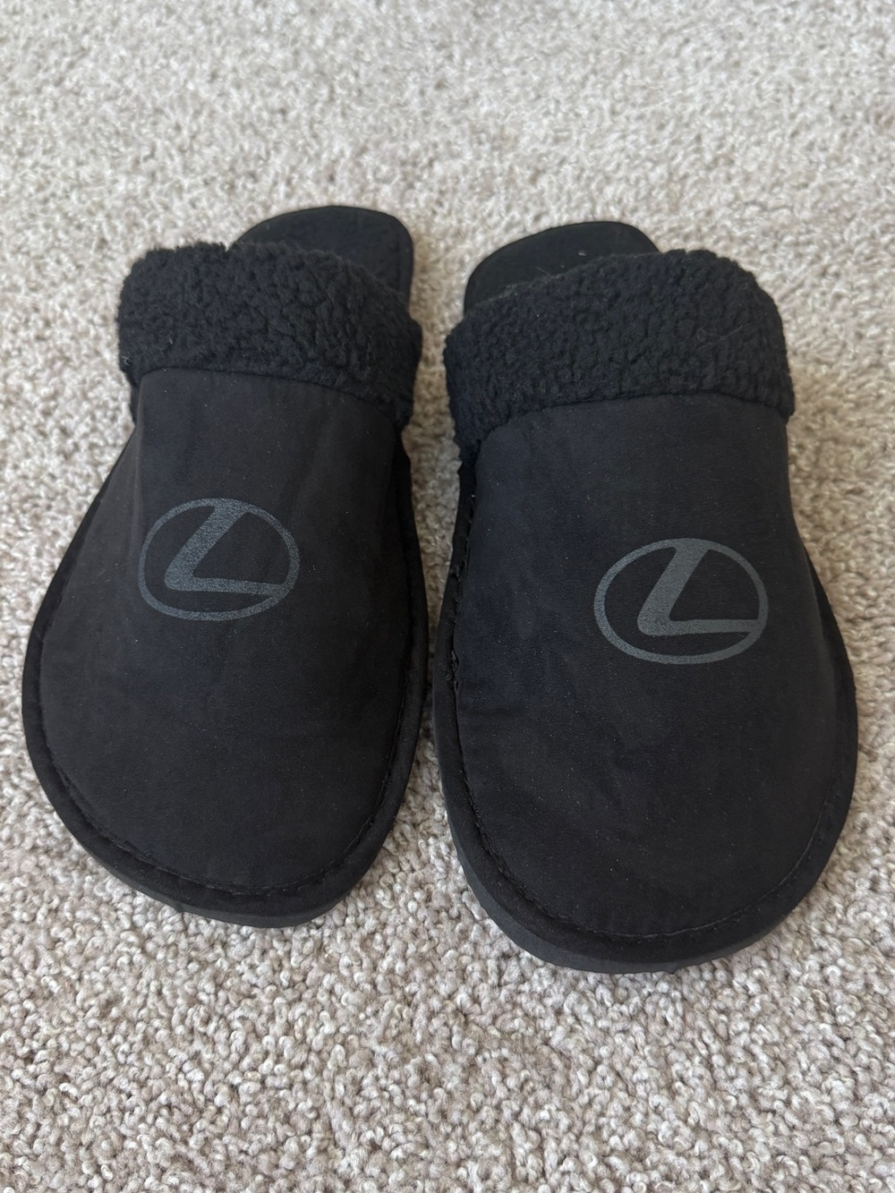 Lexus collection Black Cozy Slip-On Slippers with Plush Cuff